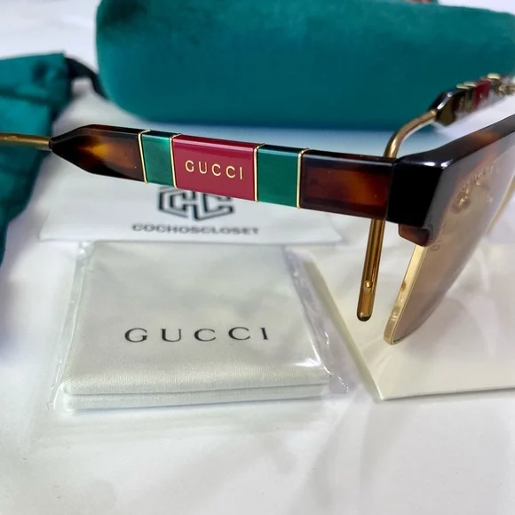 GUCCI SUNGLASSES GG0603S YELLOW SEE THROUGH MENS CLUBMASTER STYLE RX ABLE - Picture 8 of 16